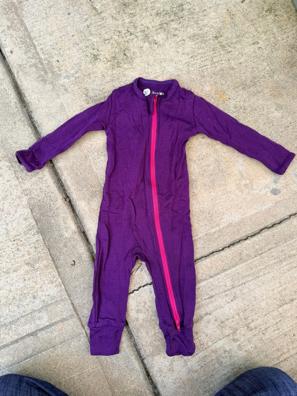 Iksplor Zip-Front Baby One-Piece Romper Merino Wool Baselayer Zippy 0-3 mo